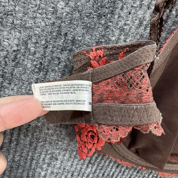 Wacoal Embrace Lace Bra 36D Underwire Unlined Brown Orange Embroidered 65191 - Picture 7 of 8